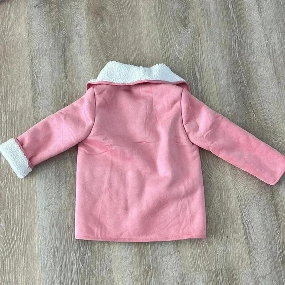 Unbranded faux suede and Sherpa shawl jacket coat pink girls size Euro 130 (6/7) - Picture 4 of 9